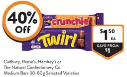 Foodworks Cadbury, Reese's, Hershey's or The Natural Confectionery Co. Medium Bars offer