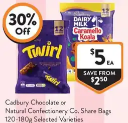 Foodworks Cadbury Chocolate or Natural Confectionery Co. Share Bags offer