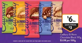 Foodworks Cadbury & More Chocolate Block offer