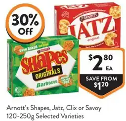 Foodworks Arnott's Shapes, Jatz, Clix or Savoy offer
