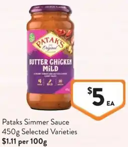 Foodworks Pataks Simmer Sauce offer