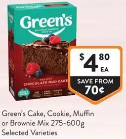 Foodworks Green's Cake, Cookie, Muffin or Brownie Mix offer