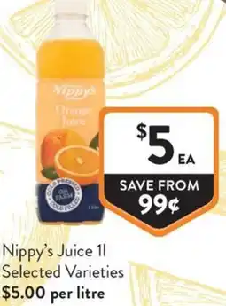 Foodworks Nippy's Juice Selected Varieties offer