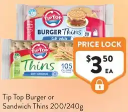 Foodworks Tip Top Burger or Sandwich Thins offer