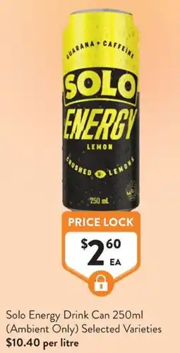 Foodworks Solo Energy Drink Can offer