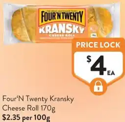 Foodworks Four'N Twenty Kransky Cheese Roll offer