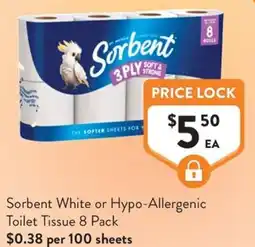 Foodworks Sorbent White or Hypo-Allergenic Toilet Tissue offer