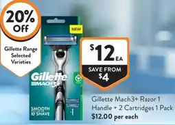 Foodworks Gillette Mach3+ Razor 1 Handle + 2 Cartridges offer
