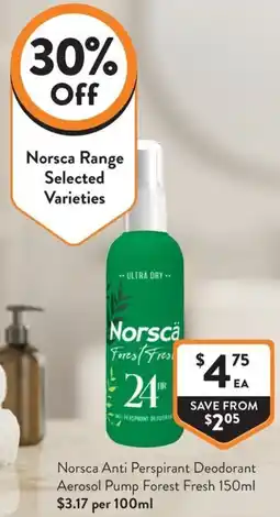 Foodworks Norsca Anti Perspirant Deodorant Aerosol Pump Forest Fresh offer