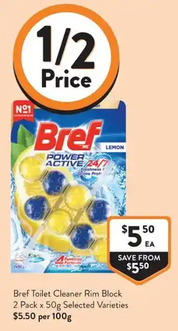 Foodworks Bref Toilet Cleaner Rim Block offer