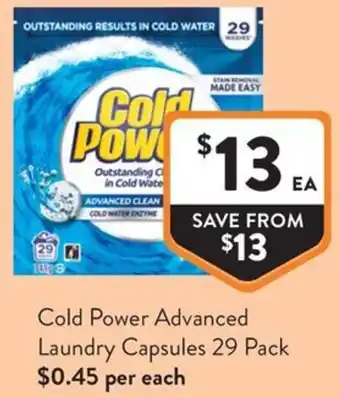 Foodworks Cold Power Advanced Laundry Capsules offer