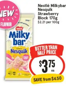 IGA Nestlé Milkybar Nesquik Strawberry Block offer