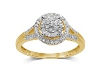 Bevilles Jewellery Martina Solitaire Look Halo Ring with 1/4ct of Diamonds in 9ct Yellow Gold - Q offer