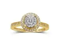 Bevilles Jewellery Martina Solitaire Look Halo Ring with 1/4ct of Diamonds in 9ct Yellow Gold - Q offer