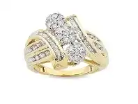 Bevilles Jewellery 9ct Yellow Gold 0.75ct 3 Flowers Diamond Ring - N offer