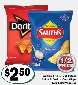 Friendly Grocer Smith's Crinkle Cut Potato Chips & Doritos Corn Chips offer