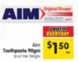 Spar Aim Toothpaste offer