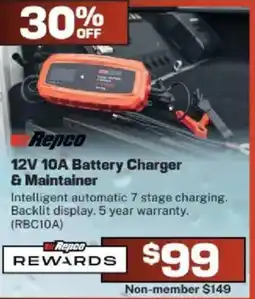 Repco 12V 10A Battery Charger & Maintainer offer