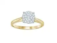 Bevilles Jewellery Martina Cluster Solitaire Look Halo Ring with 0.25ct of Diamonds in 9ct Yellow Gold - L offer
