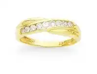 Bevilles Jewellery 9ct Yellow Gold Channel Cross Over Cubic Zirconia Ring - P offer