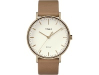 Timex Fairfield 41mm Cream Dial Rose Gold Tone Case With Tan Leather Strap