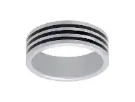 Bevilles Jewellery Stanton Made for Men 8mm Black Multi Stripe Ring offer