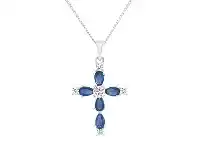 Bevilles Jewellery Cubic Zirconia Fancy Cross Pendant in Sterling Silver offer