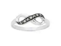 Bevilles Jewellery Sterling Silver Infinity Ring with Swarovski Marcasite offer