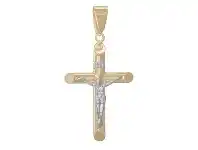 Bevilles Jewellery Cross Crucifix Pendant in 9ct Two Tone Gold offer