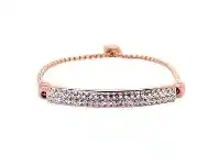 Children's Rose Stainless Steel Pave Crystal ID Bracelet