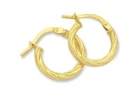 Bevilles Jewellery 9ct Yellow Gold Silver Infused Hoop Earrings offer