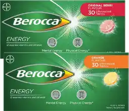 Soul Pattinson Chemist Berocca Energy Original Berry or Orange Flavour 30 Effervescent Tablets offer