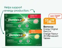 Soul Pattinson Chemist Berocca Energy Original Berry or Orange Flavour offer