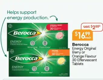 Berocca Energy Original Berry or Orange Flavour