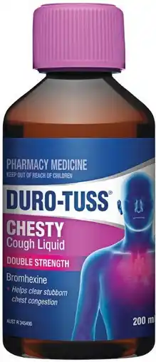 Soul Pattinson Chemist Duro Tuss Chesty Cough Liquid Double Strength offer