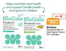 Soul Pattinson Chemist BioGaia Prodentis Mint or Kids Apple Flavour offer