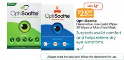 Soul Pattinson Chemist Opti Soothe Preservative-Free Eyelid Wipes 30 Wipes or Moist Heat Mask offer