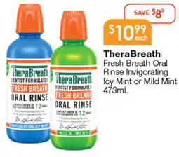 Soul Pattinson Chemist Therabreath fresh breath oral rinse invigorating icy mint or mild mint offer