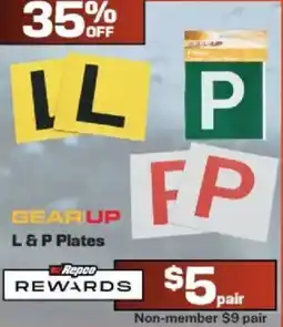 Repco Gear up l & p plates offer