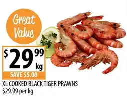 Supabarn Cooked black tiger prawns offer