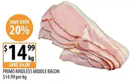 Supabarn Primo rindless middle bacon offer