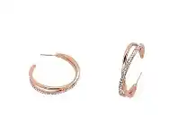 Bevilles Jewellery Rose Stainless Steel Crystal Crossover Hoop Earrings offer