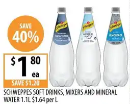 Supabarn Schweppes soft drinks mixers and mineral water offer