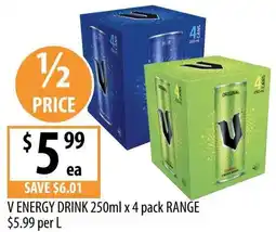 Supabarn V energy drink range $5.99 per l offer