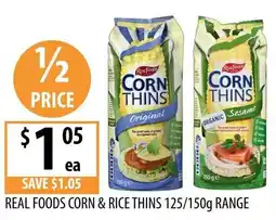Supabarn Real foods corn & rice thins range offer