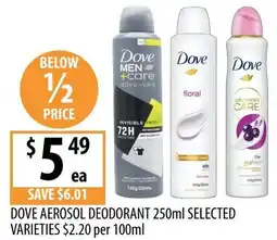 Supabarn Dove aerosol deodorant selected offer