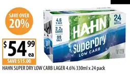 Supabarn Hahn super dry low carb lager 4.6% offer