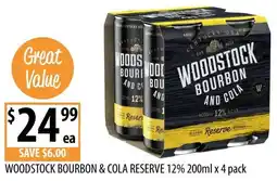 Supabarn Woodstock bourbon & cola reserve 12% offer