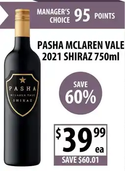 Supabarn Pasha mclaren vale 2021 shiraz offer