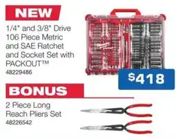 Burson Auto Parts 1/4 and 3/8 drive 106 piece metric and sae ratchet and socket set with packout offer